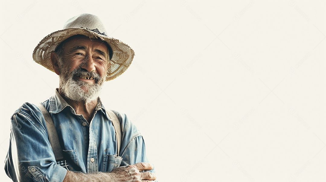 Homem agricultor expressando afeto isolado