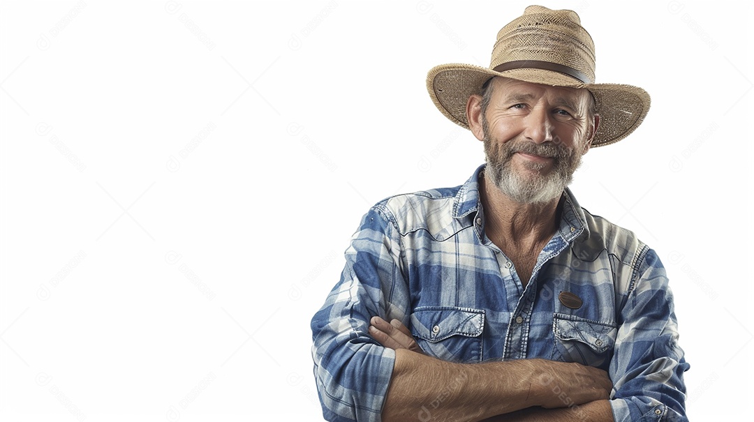 Homem agricultor expressando afeto isolado