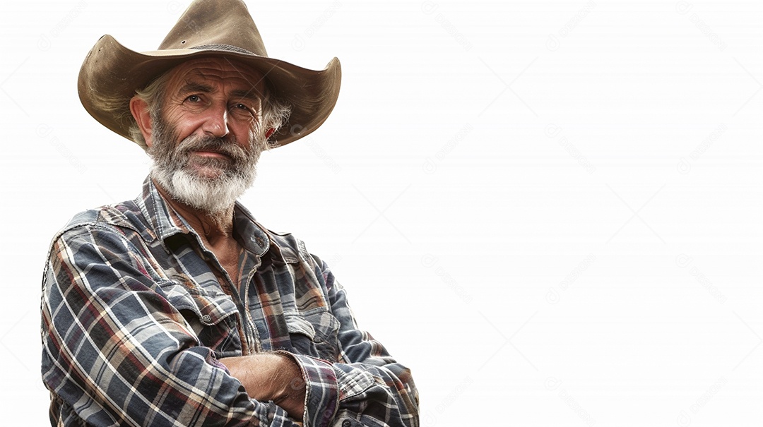 Homem agricultor expressando afeto isolado