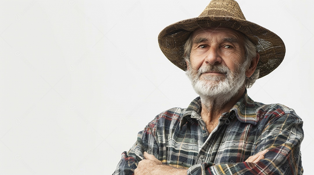 Homem agricultor expressando afeto isolado