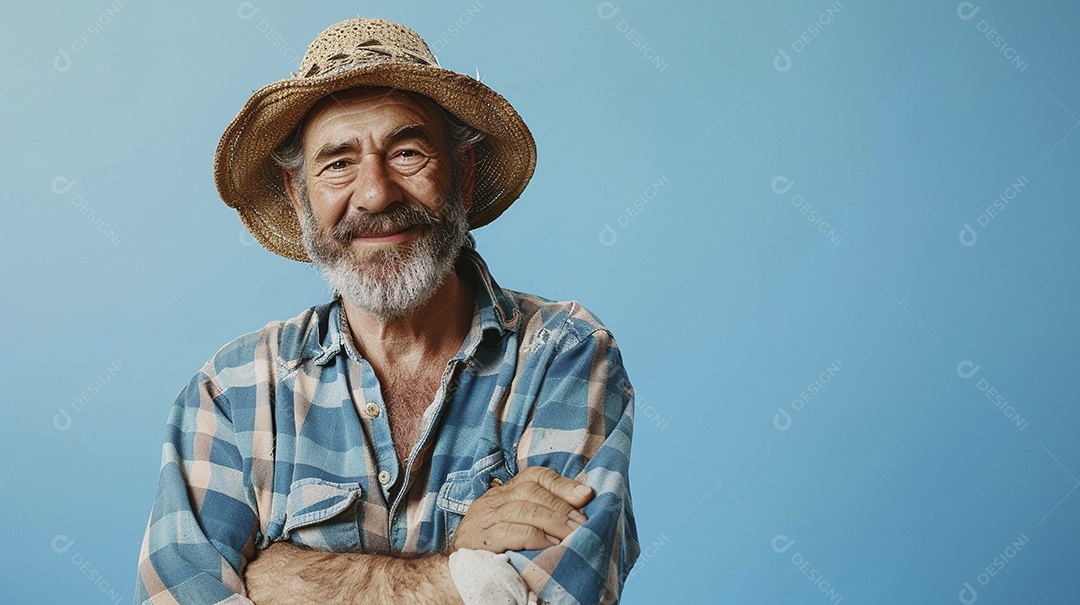 Homem agricultor expressando afeto isolado