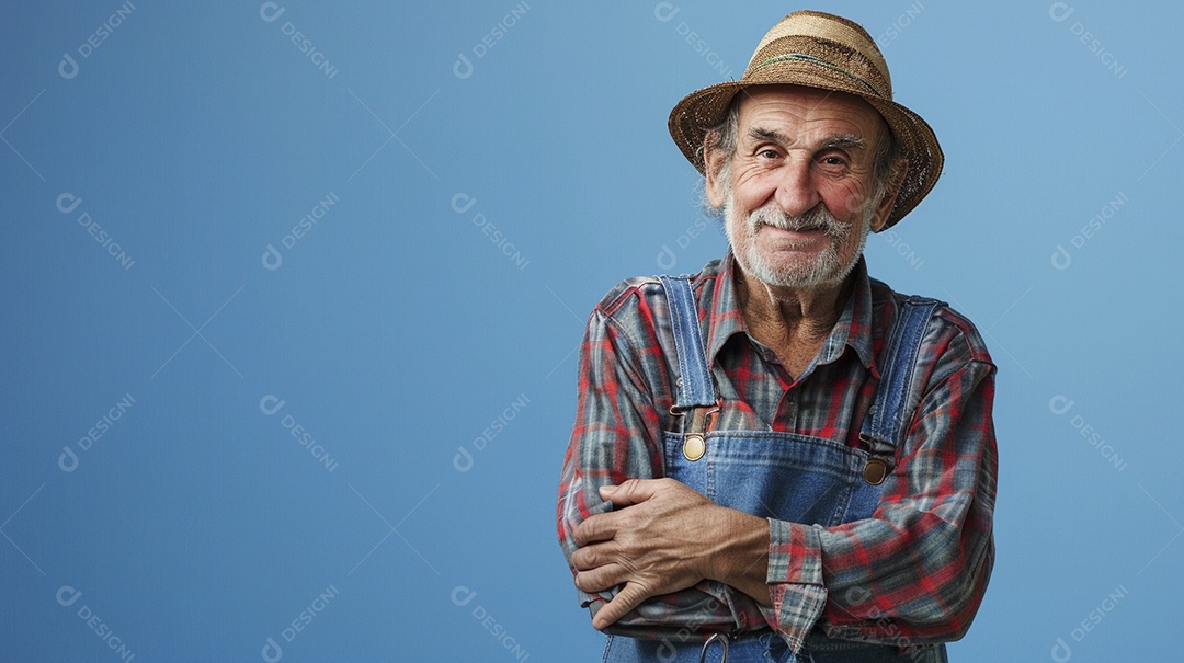 Homem agricultor expressando afeto isolado