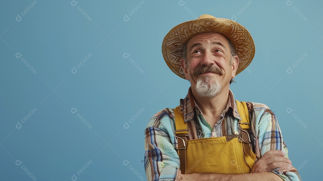 Homem agricultor expressando afeto isolado