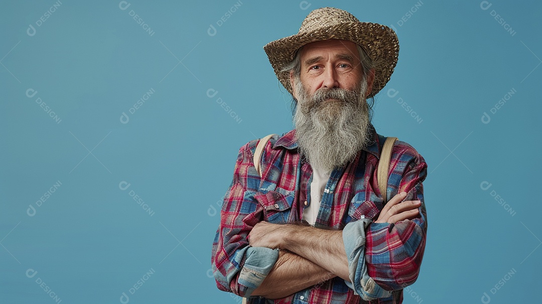 Homem agricultor expressando afeto isolado