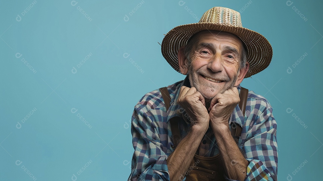 Homem agricultor expressando afeto isolado