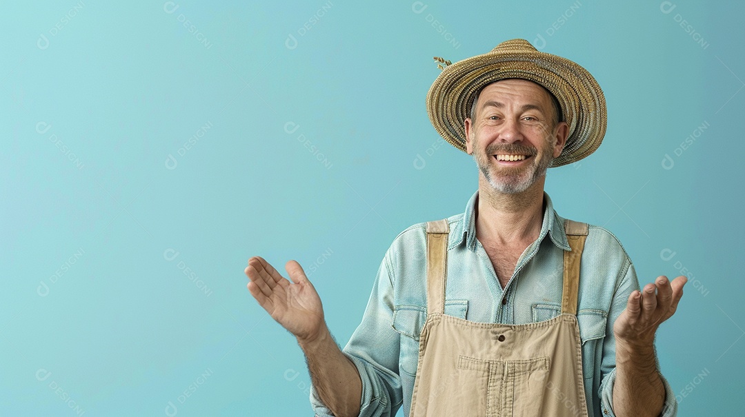 Homem agricultor expressando afeto isolado