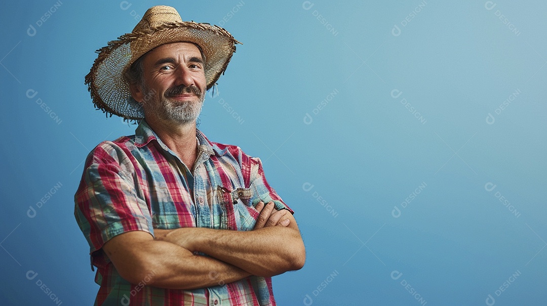 Homem agricultor expressando afeto isolado