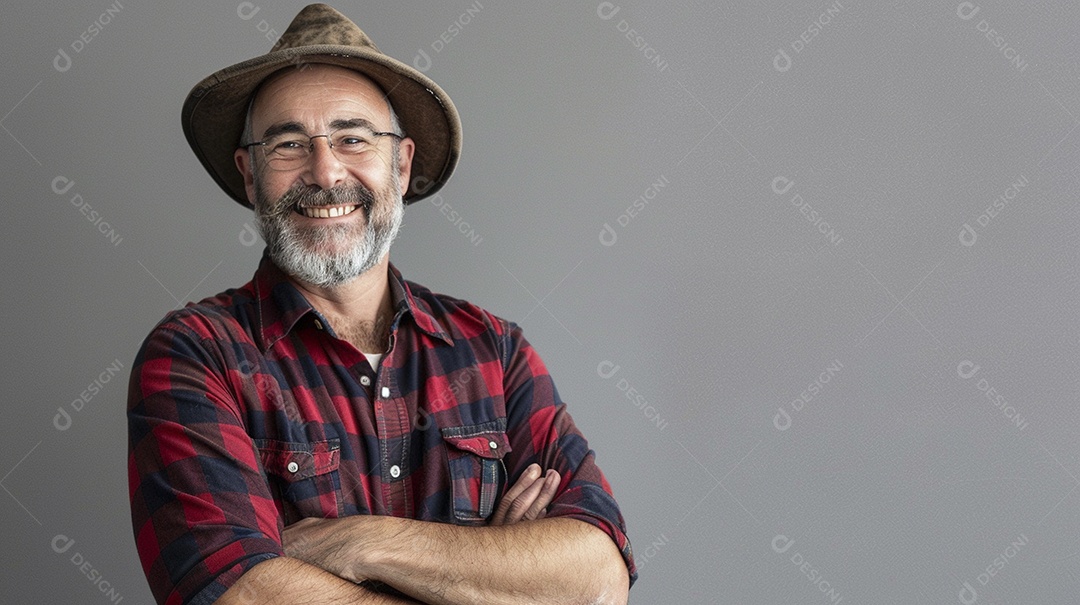 Homem agricultor expressando afeto isolado