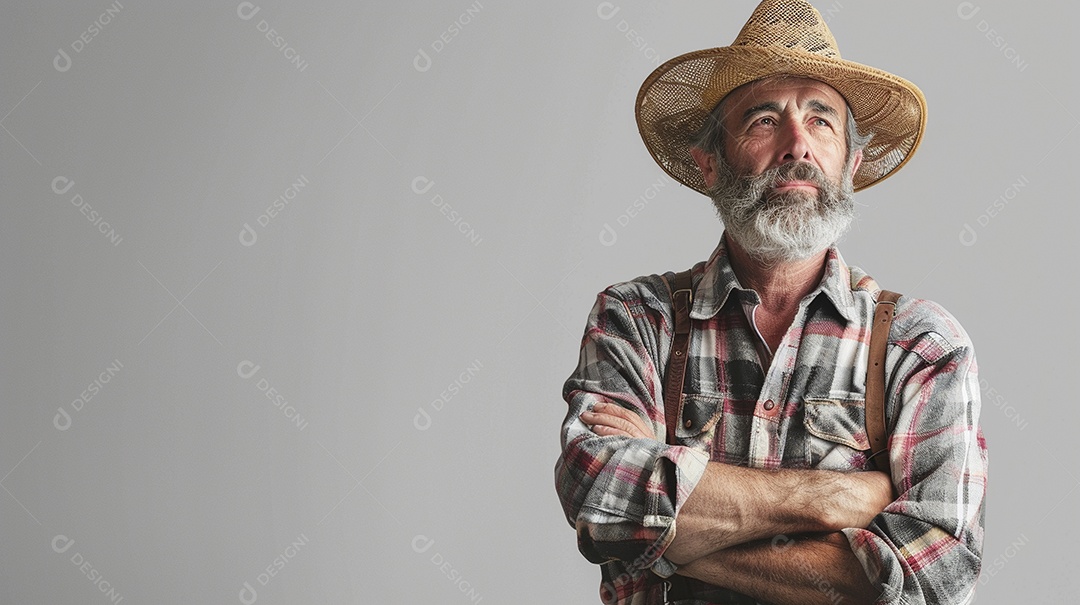 Homem agricultor expressando afeto isolado