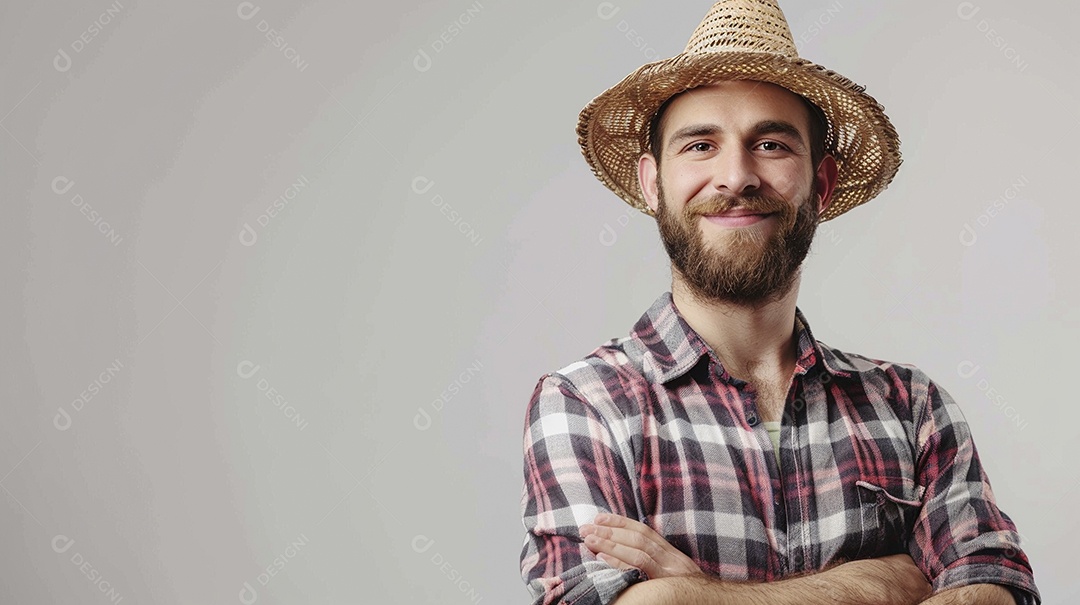 Homem agricultor expressando afeto isolado