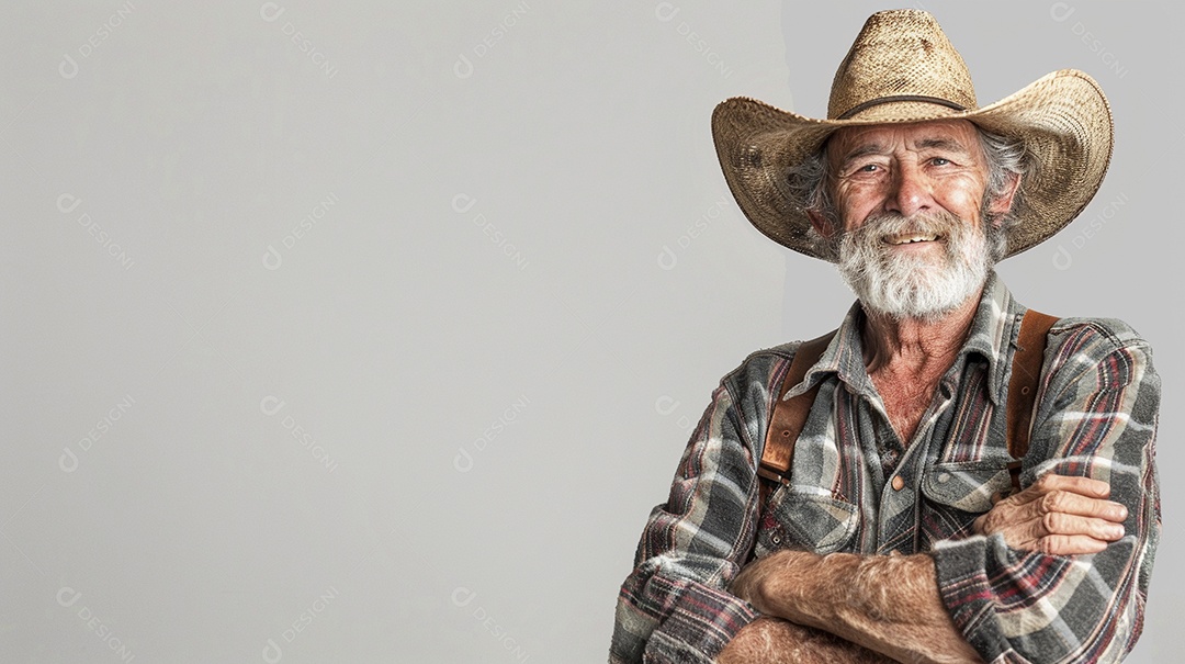 Homem agricultor expressando afeto isolado