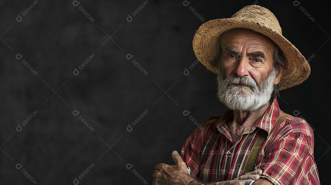 Homem agricultor expressando afeto isolado