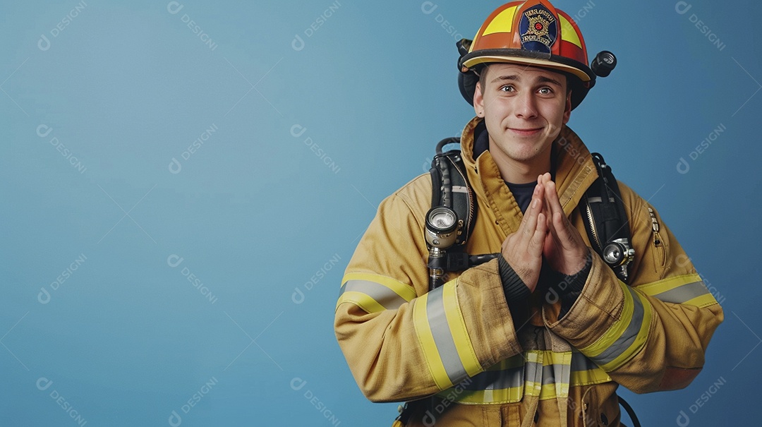 Homem bombeiro expressando afeto