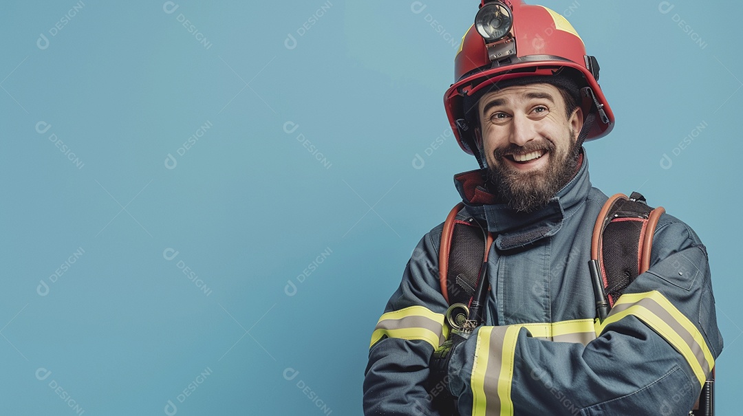 Homem bombeiro expressando afeto