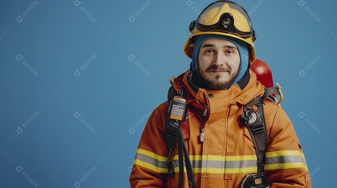 Homem bombeiro expressando afeto