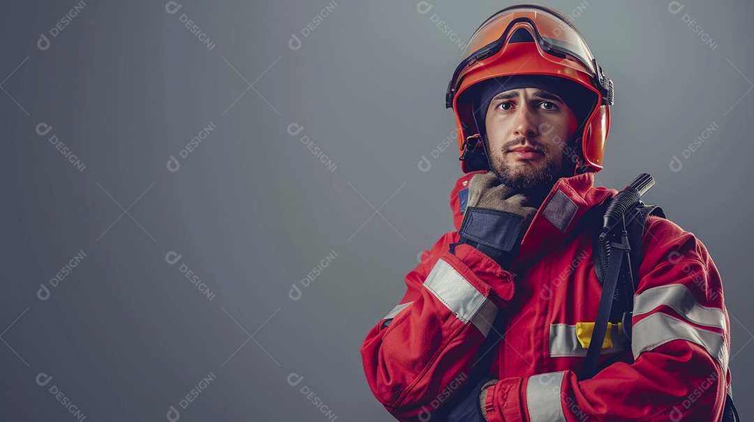 Homem bombeiro expressando afeto