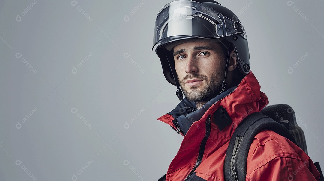 Homem bombeiro expressando afeto