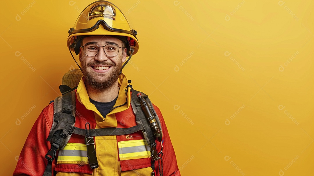 Homem bombeiro expressando afeto