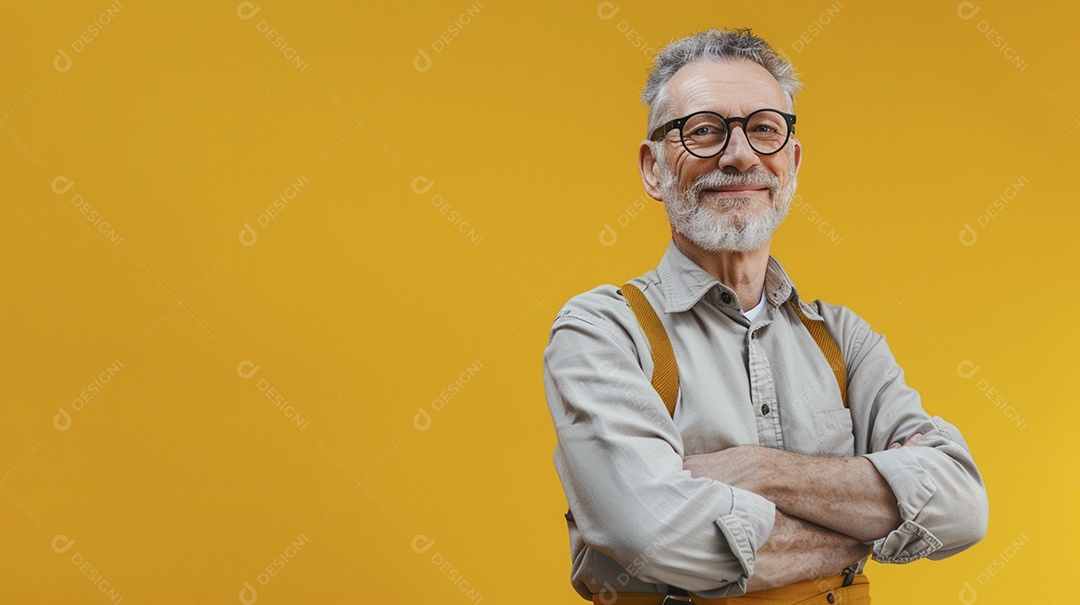 Diretor masculino expressando afeto sobre fundo isolado