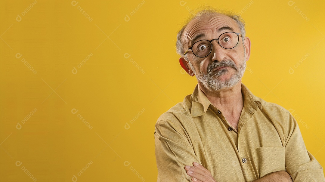 Diretor masculino com expressão de afeto isolado em fundo de cor preta