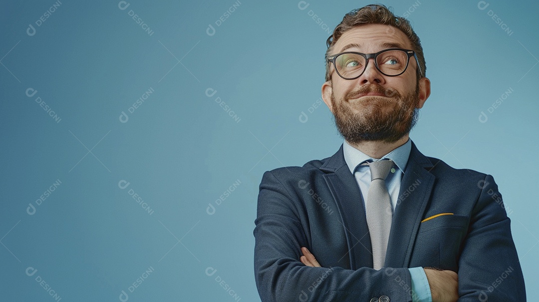 Diretor masculino com expressão de afeto isolado em fundo de cor preta