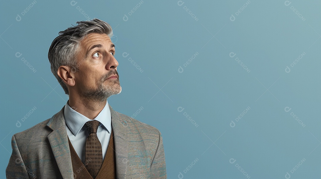 Diretor masculino com expressão de afeto isolado em fundo de cor preta