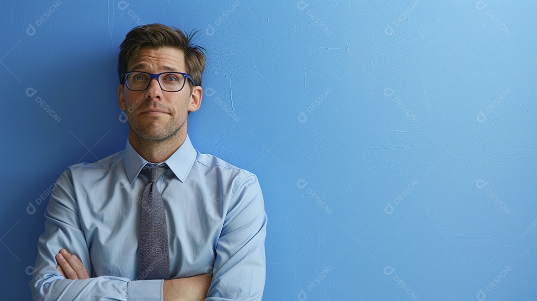 Diretor masculino com expressão de afeto isolado em fundo de cor preta