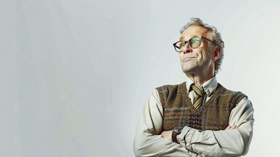 Diretor masculino com expressão de afeto isolado em fundo de cor preta