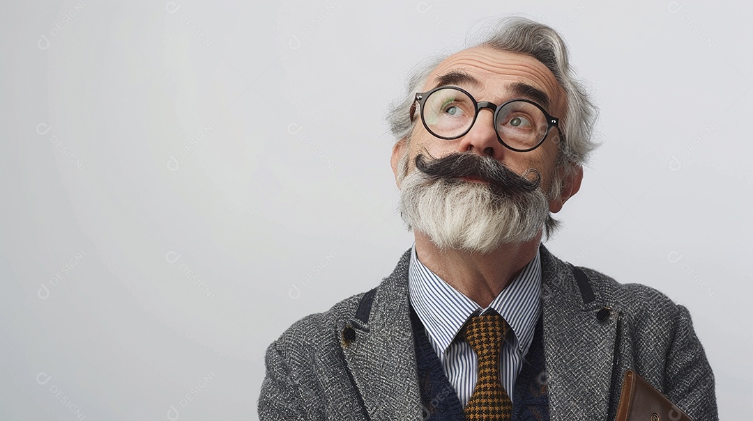 Diretor masculino com expressão de afeto isolado em fundo de cor preta