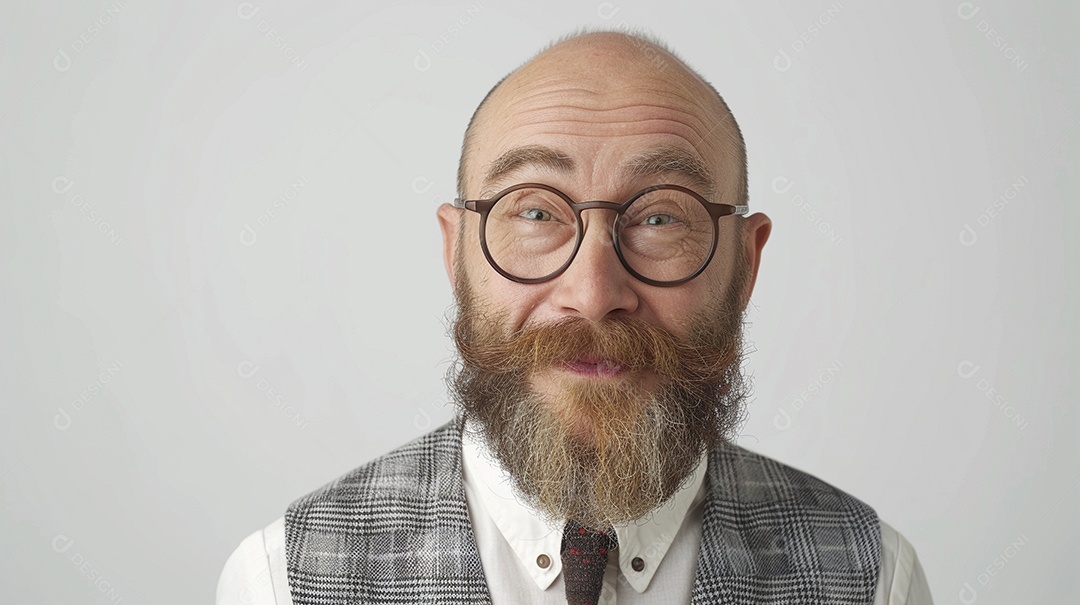 Diretor masculino com expressão de afeto isolado em fundo de cor preta