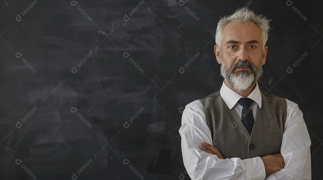 Diretor masculino com expressão de afeto isolado em fundo de cor preta