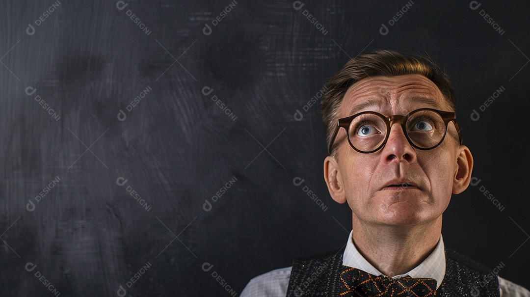 Diretor masculino com expressão de afeto isolado em fundo de cor preta