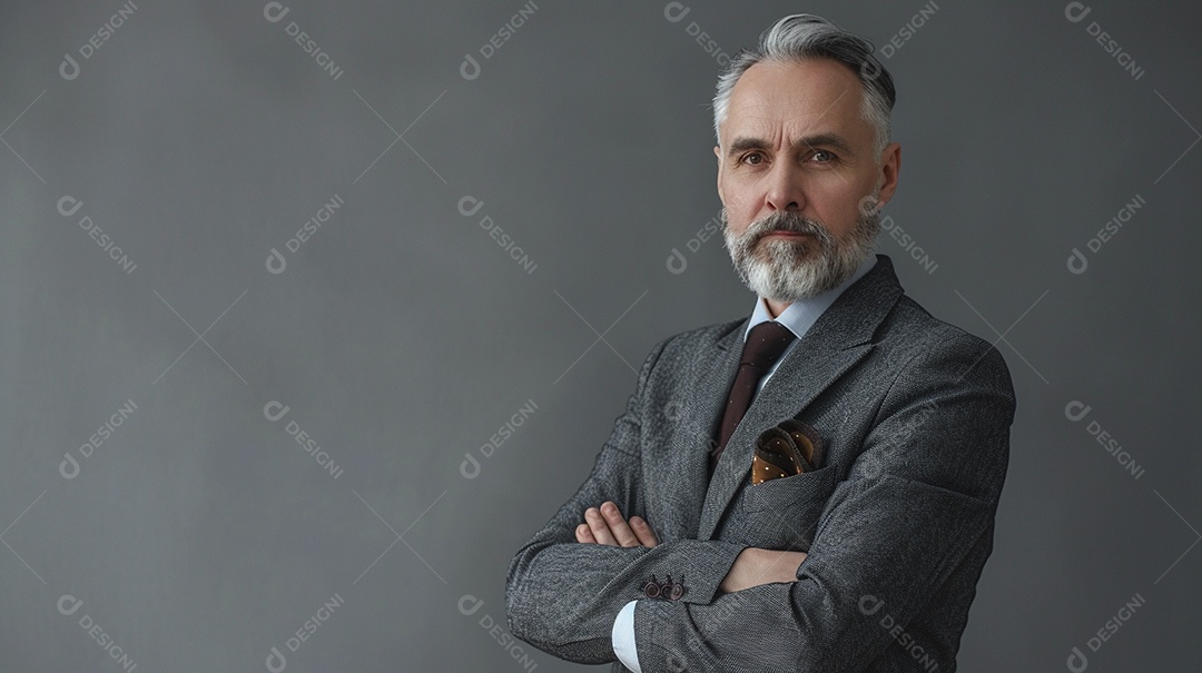 Diretor masculino com expressão de afeto isolado em fundo de cor preta