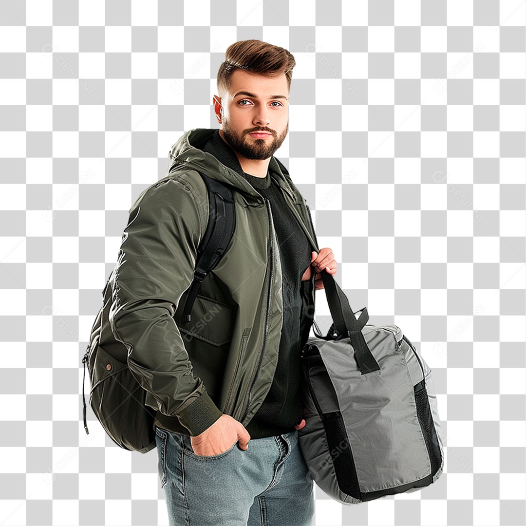 Homem com Mochila PNG Transparente