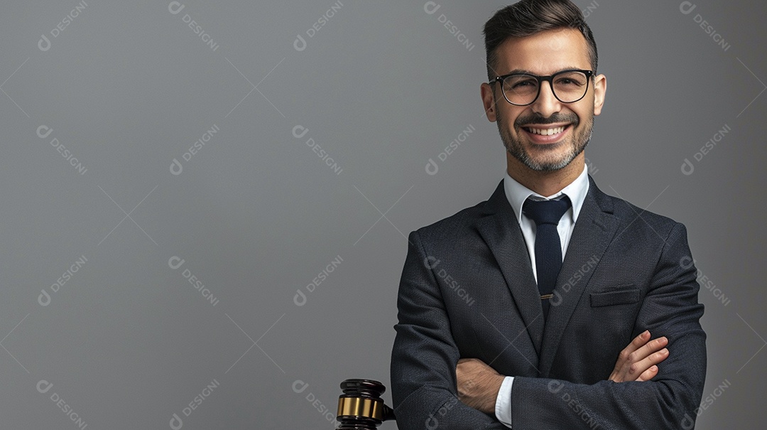 Advogado masculino expressando afeto isolado em fundo de cor branca