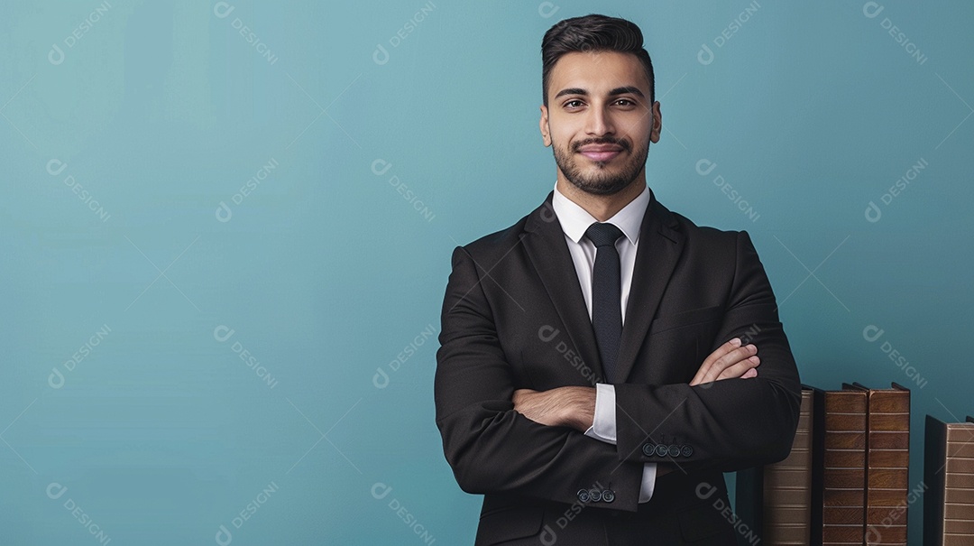 Advogado masculino expressando afeto isolado em fundo de cor branca