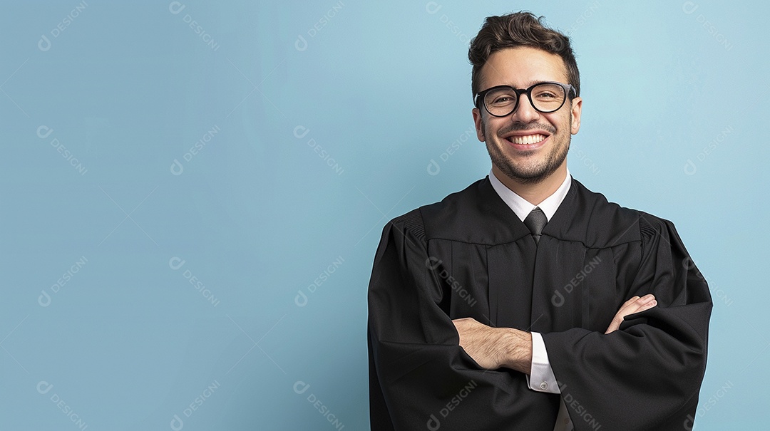 Advogado masculino expressando afeto isolado em fundo de cor branca