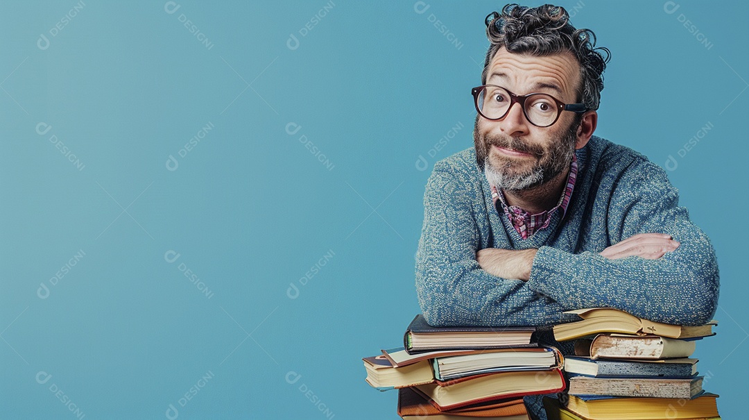 Enfermeiro masculino expressando afeto isolado em fundo de cor azul