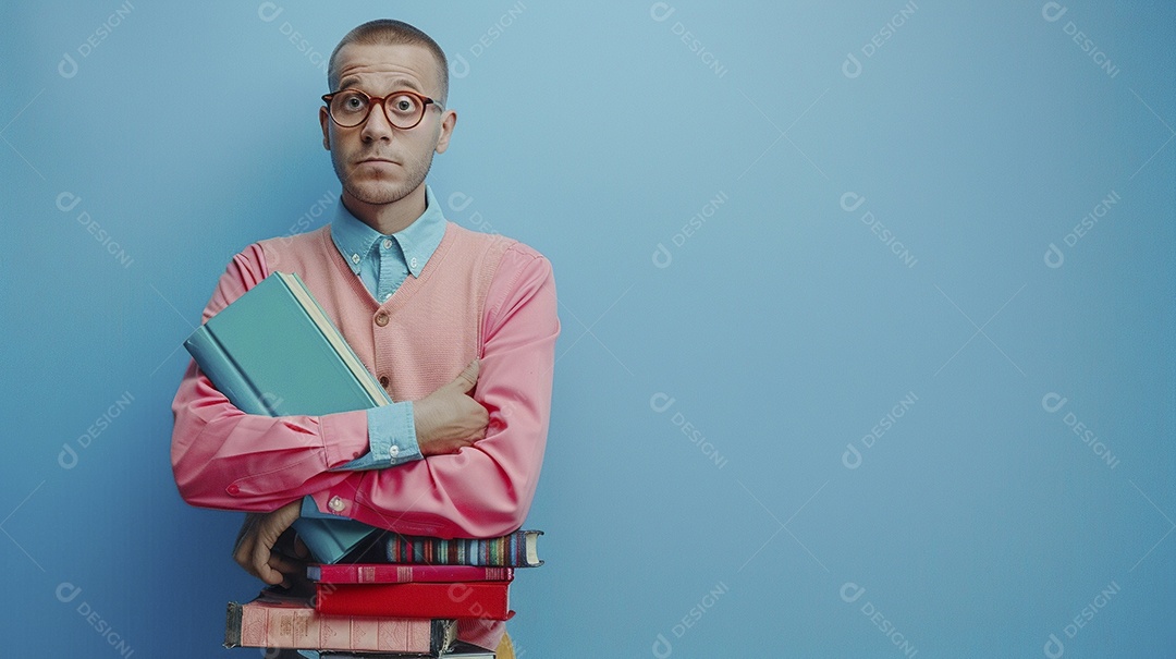 Enfermeiro masculino expressando afeto isolado em fundo de cor azul
