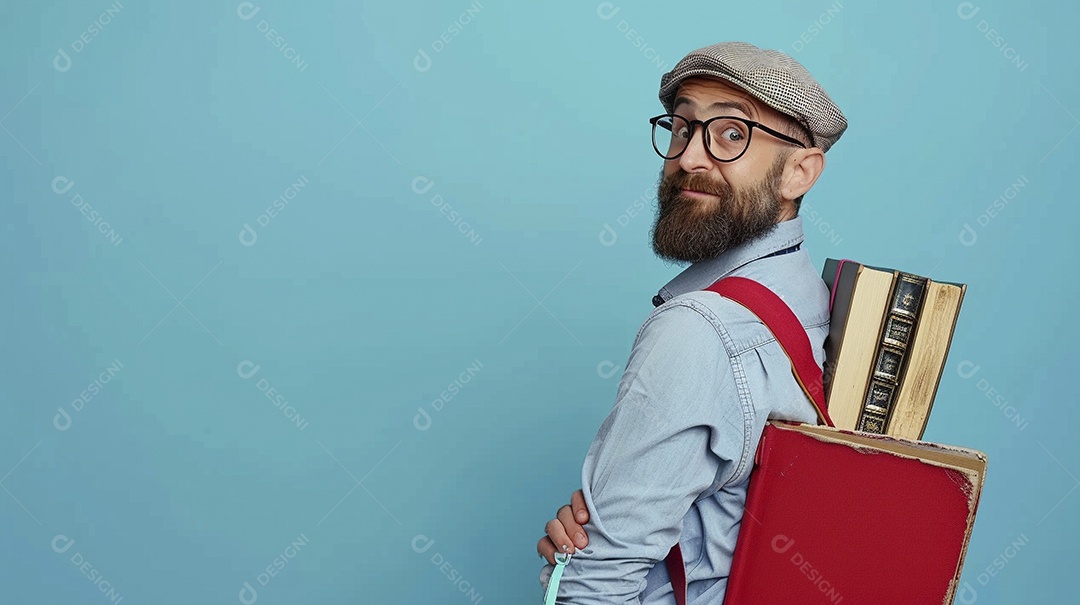 Enfermeiro masculino expressando afeto isolado em fundo de cor azul