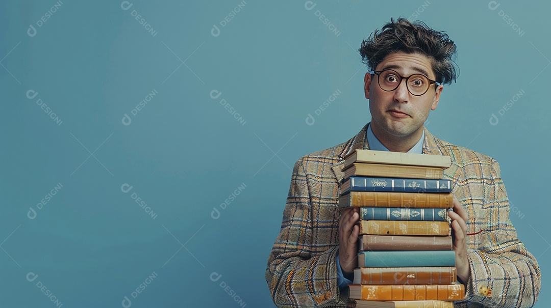 Enfermeiro masculino expressando afeto isolado em fundo de cor azul