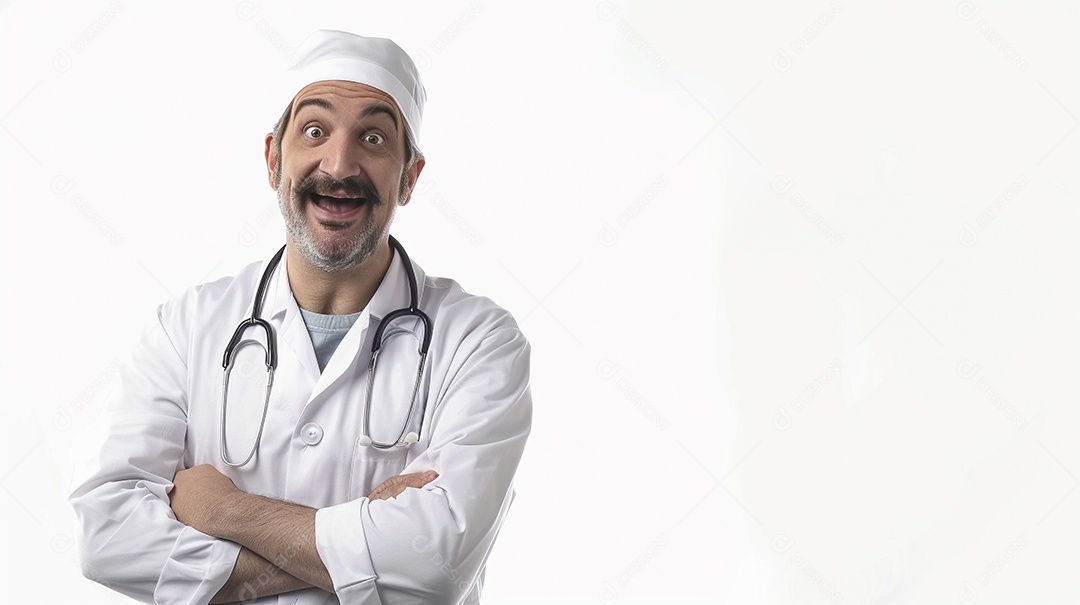 Enfermeiro masculino expressando afeto isolado em fundo de cor azul