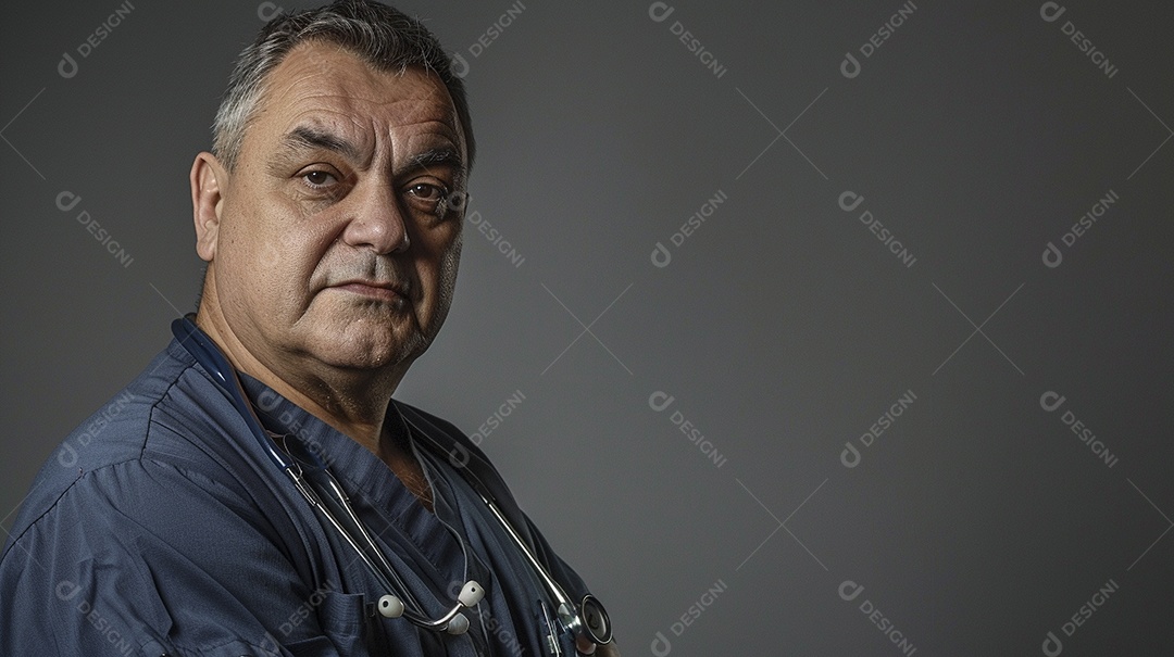 Enfermeiro masculino expressando afeto isolado em fundo de cor azul