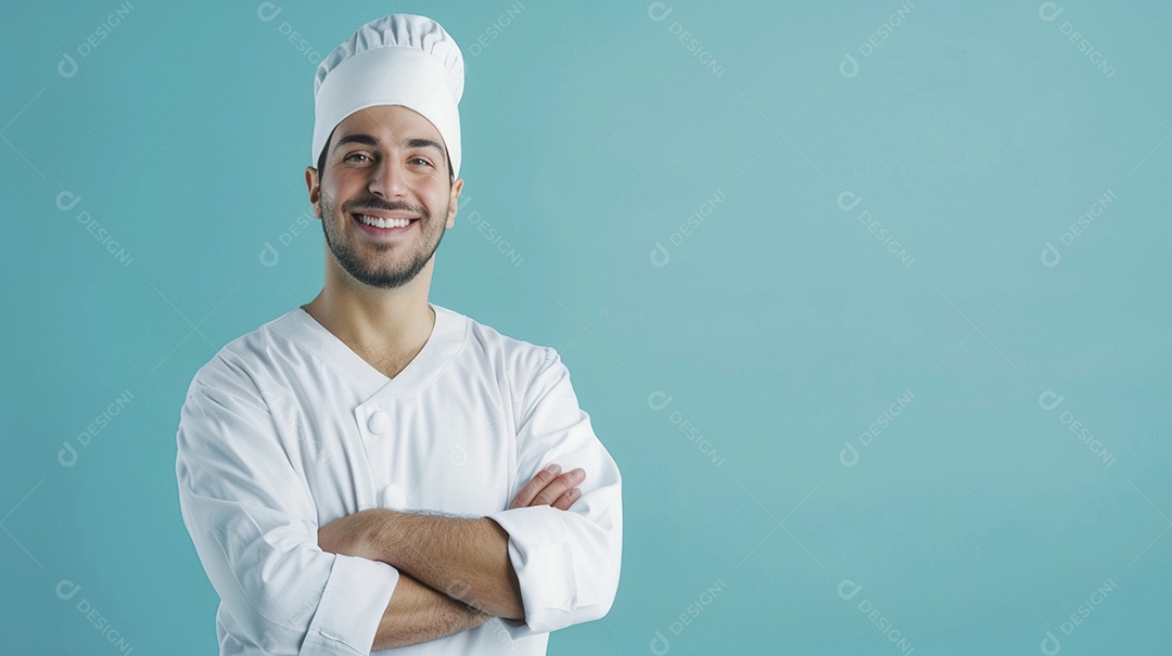 Enfermeiro masculino expressando afeto isolado em fundo de cor azul