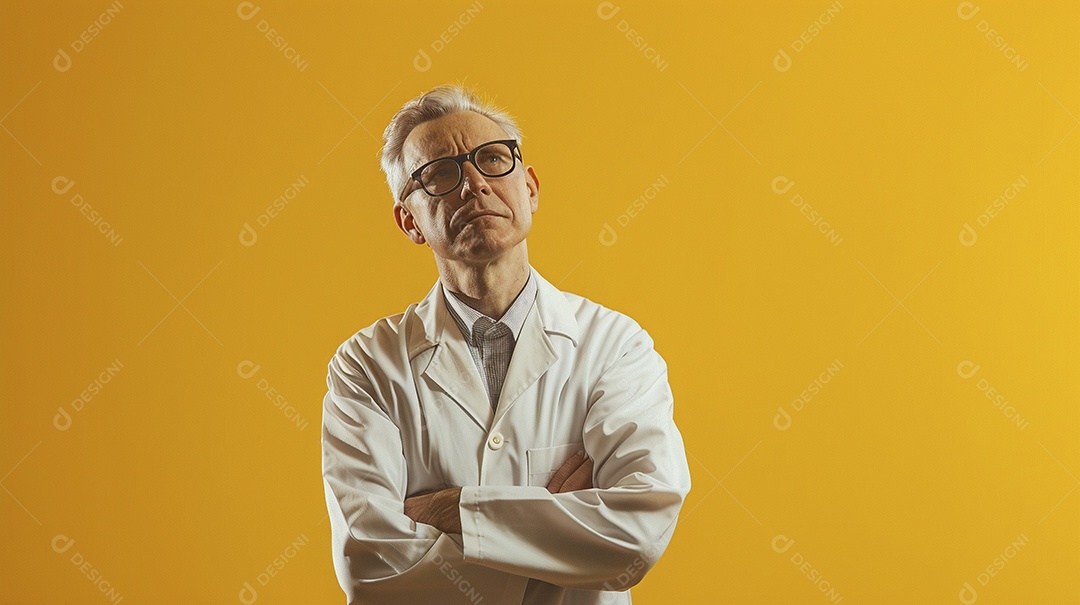 Homem cientista expressando afeto isolado em fundo de cor preta