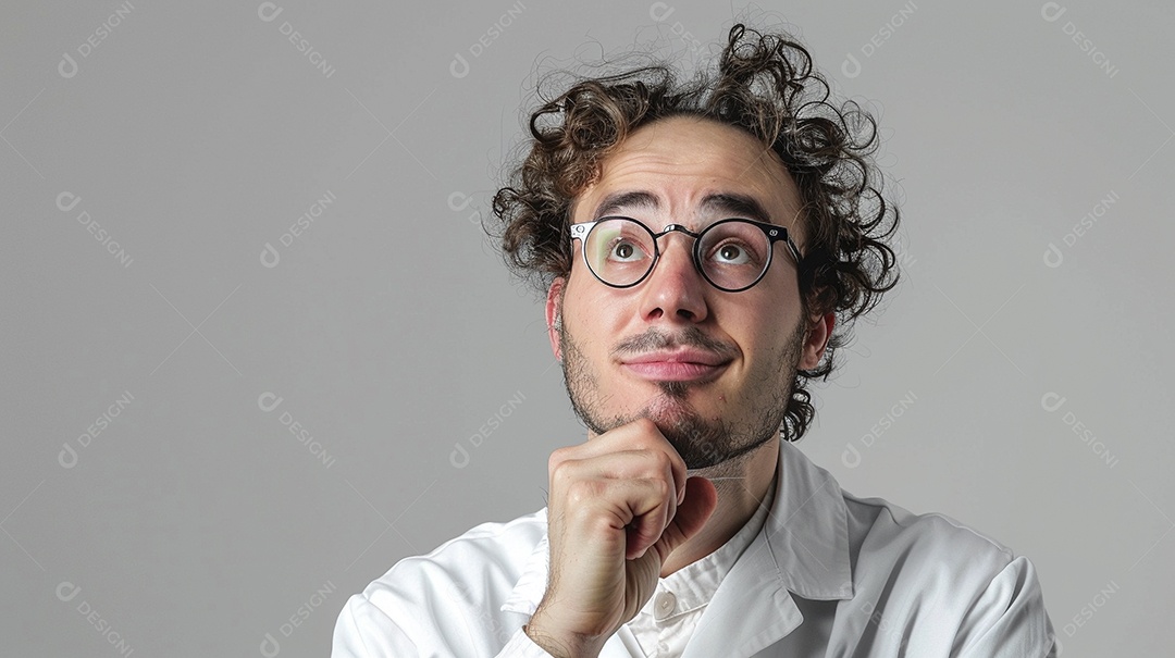 Homem cientista expressando afeto isolado em fundo de cor preta