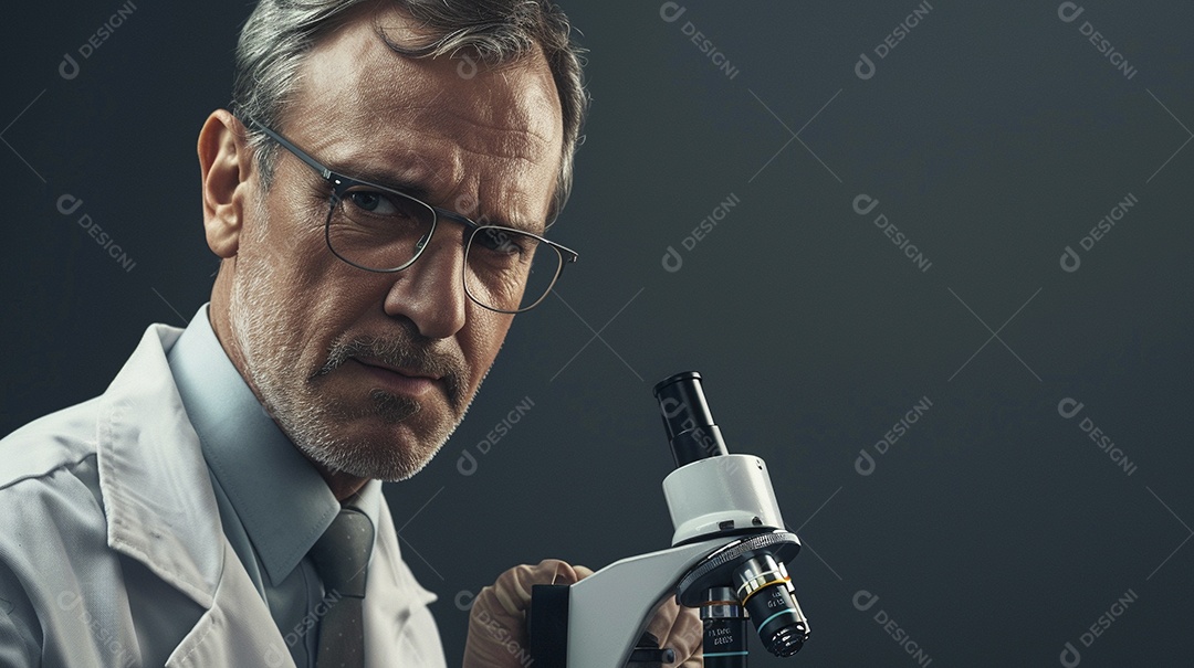 Homem cientista expressando afeto isolado em fundo de cor preta