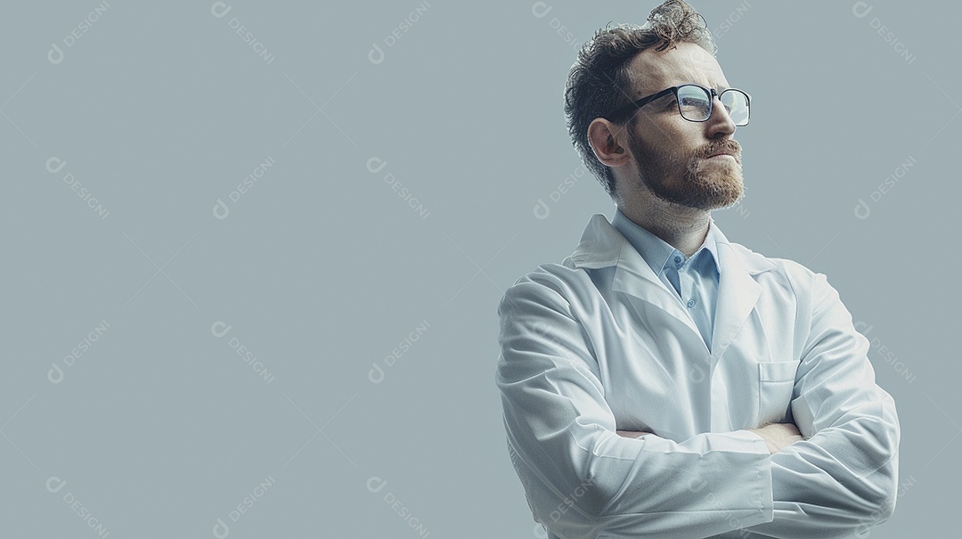 Homem cientista expressando afeto isolado em fundo de cor preta