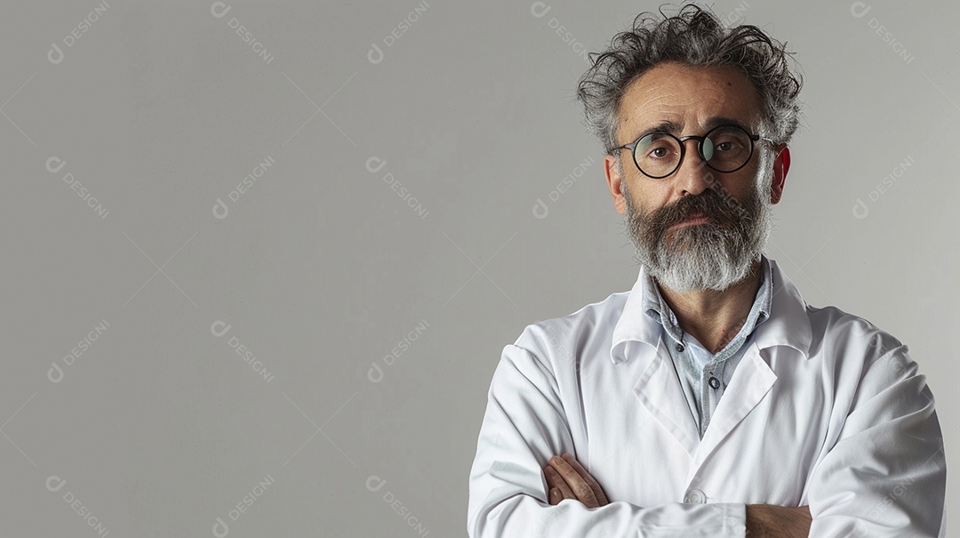 Homem cientista expressando afeto isolado em fundo de cor preta