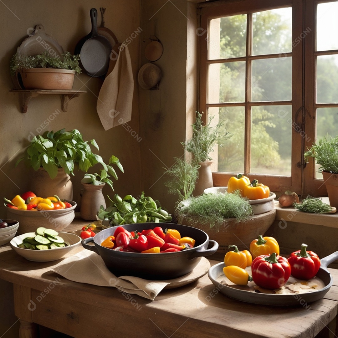 Mesa de com vegetais fresco